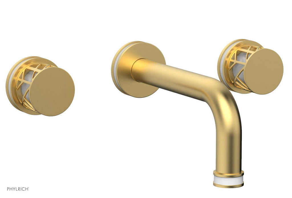 1-1/8" - Burnished Gold - JOLIE Wall Lavatory Set - Round Handles with "White" Accents 222-11 by Phylrich - New York Hardware