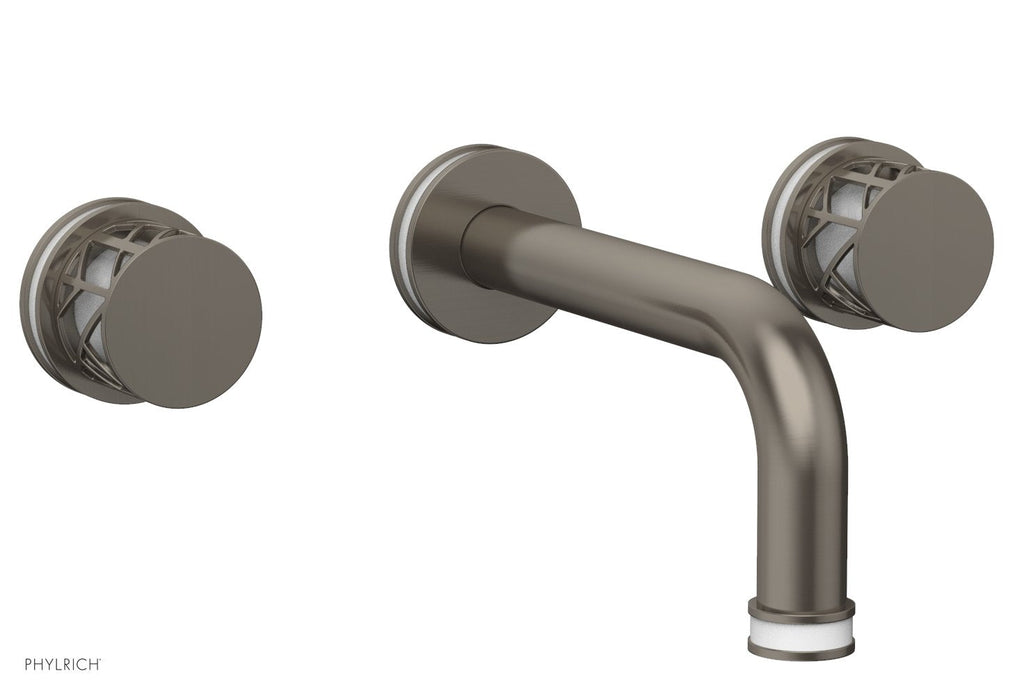 1-1/8" - Pewter - JOLIE Wall Lavatory Set - Round Handles with "White" Accents 222-11 by Phylrich - New York Hardware