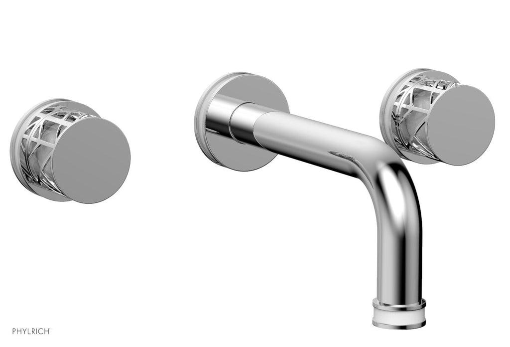 1-1/8" - Polished Chrome - JOLIE Wall Lavatory Set - Round Handles with "White" Accents 222-11 by Phylrich - New York Hardware