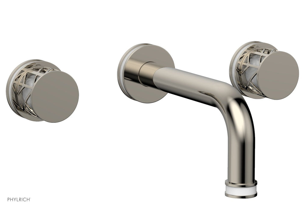 1-1/8" - Polished Nickel - JOLIE Wall Lavatory Set - Round Handles with "White" Accents 222-11 by Phylrich - New York Hardware