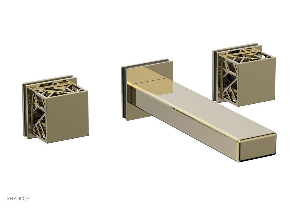 1-1/8" - Polished Brass Uncoated - JOLIE Wall Tub Set - Square Handles with "Black" Accents 222-57 by Phylrich - New York Hardware