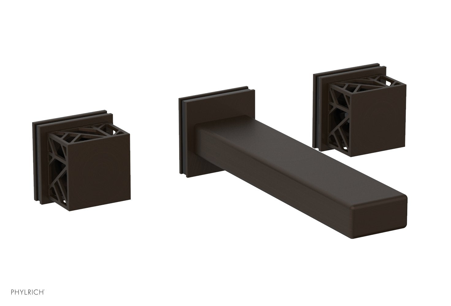 1-1/8" - Antique Bronze - JOLIE Wall Lavatory Set - Square Handles with "Black" Accents 222-12 by Phylrich - New York Hardware