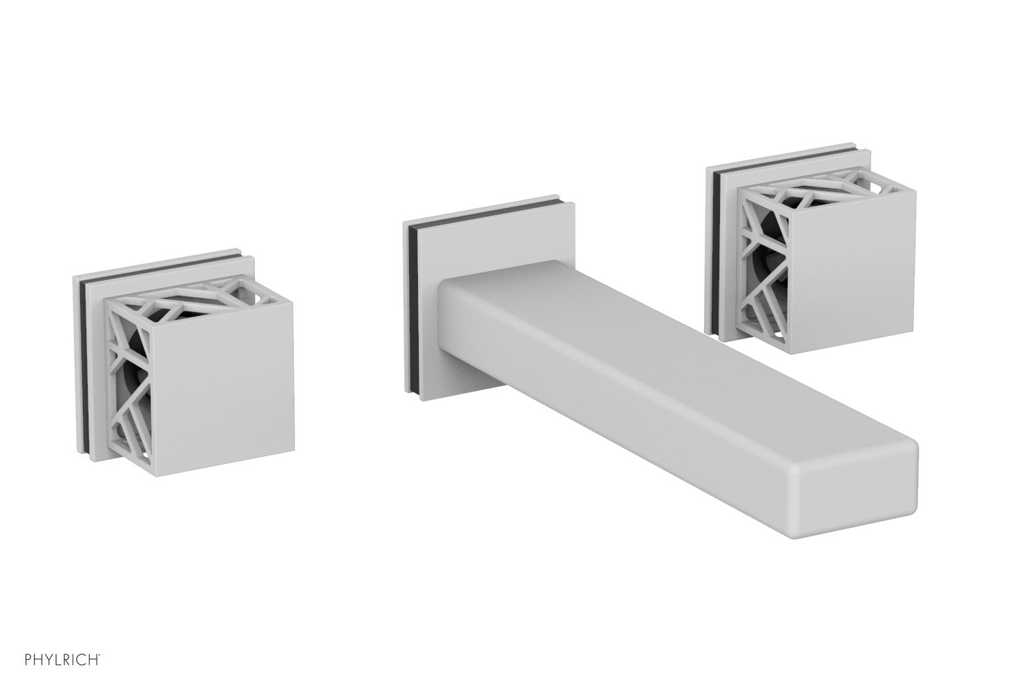 1-1/8" - Satin White - JOLIE Wall Lavatory Set - Square Handles with "Black" Accents 222-12 by Phylrich - New York Hardware