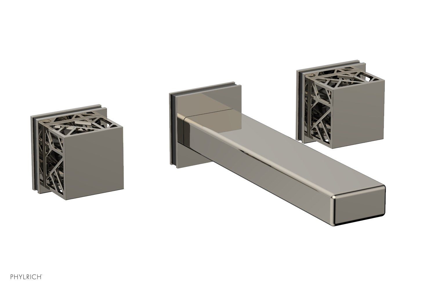 1-1/8" - Polished Nickel - JOLIE Wall Lavatory Set - Square Handles with "Black" Accents 222-12 by Phylrich - New York Hardware