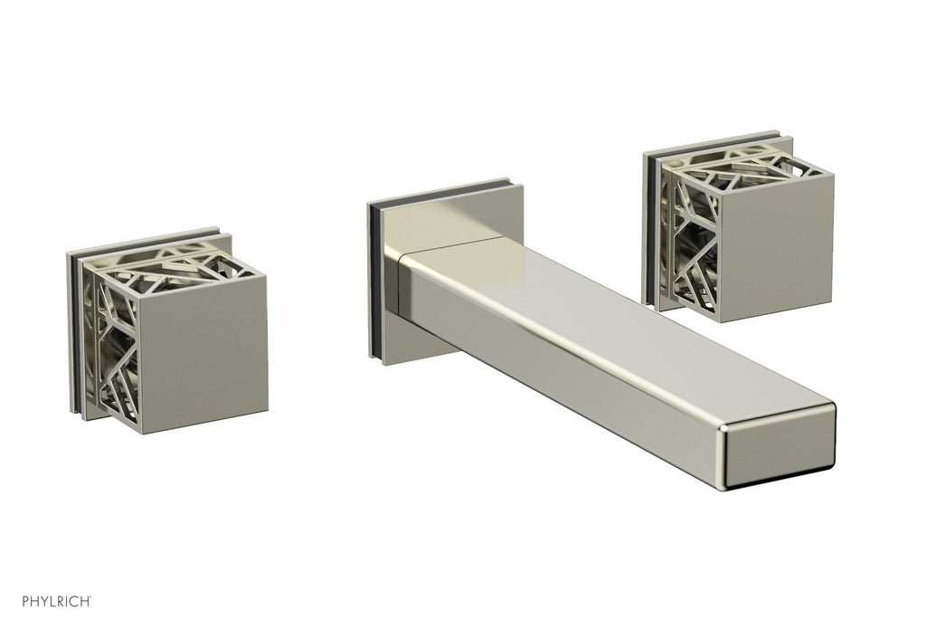 1-1/8" - Satin Nickel - JOLIE Wall Tub Set - Square Handles with "Black" Accents 222-57 by Phylrich - New York Hardware
