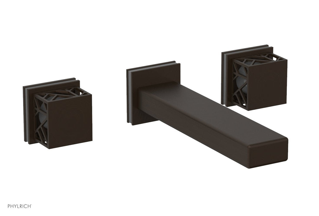 1-1/8" - Antique Bronze - JOLIE Wall Lavatory Set - Square Handles with "Grey" Accents 222-12 by Phylrich - New York Hardware
