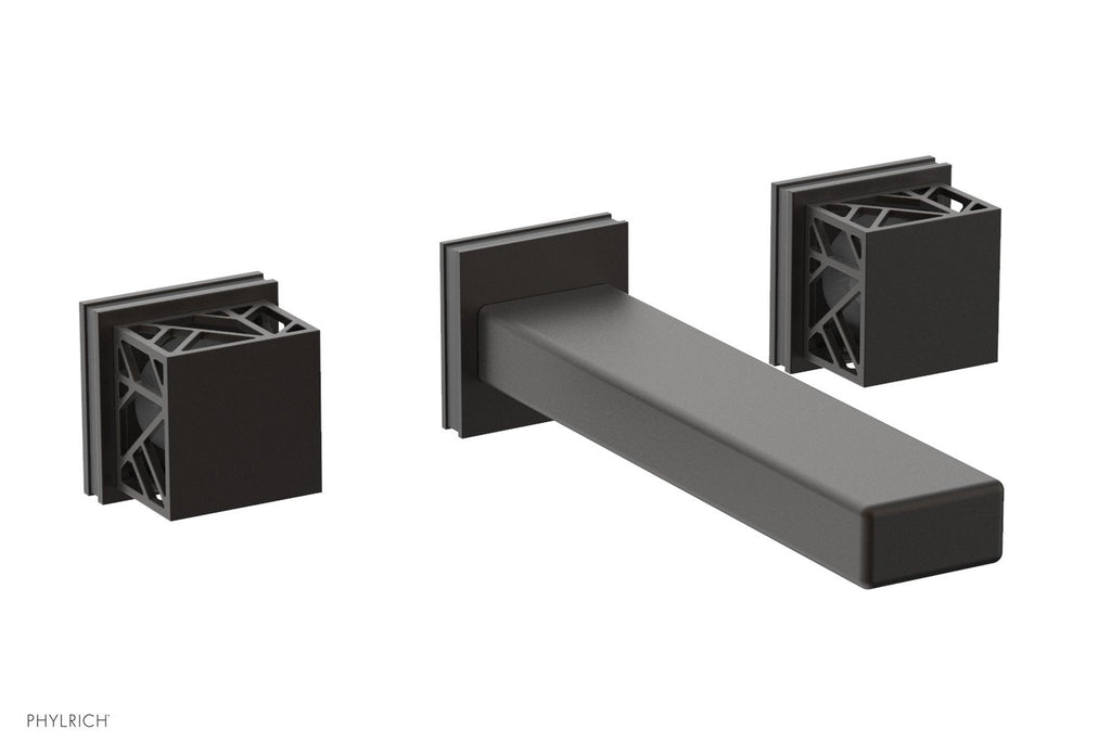 1-1/8" - Oil Rubbed Bronze - JOLIE Wall Lavatory Set - Square Handles with "Grey" Accents 222-12 by Phylrich - New York Hardware