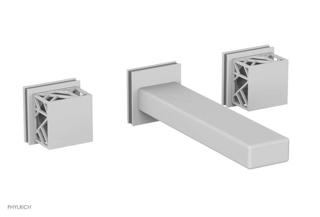 1-1/8" - Satin White - JOLIE Wall Tub Set - Square Handles with "Grey" Accents 222-57 by Phylrich - New York Hardware