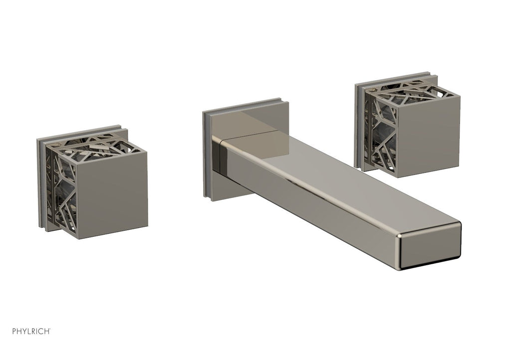 1-1/8" - Polished Chrome - JOLIE Wall Lavatory Set - Square Handles with "Grey" Accents 222-12 by Phylrich - New York Hardware