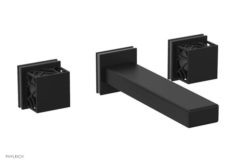 1-1/8" - Matte Black - JOLIE Wall Lavatory Set - Square Handles with "Grey" Accents 222-12 by Phylrich - New York Hardware