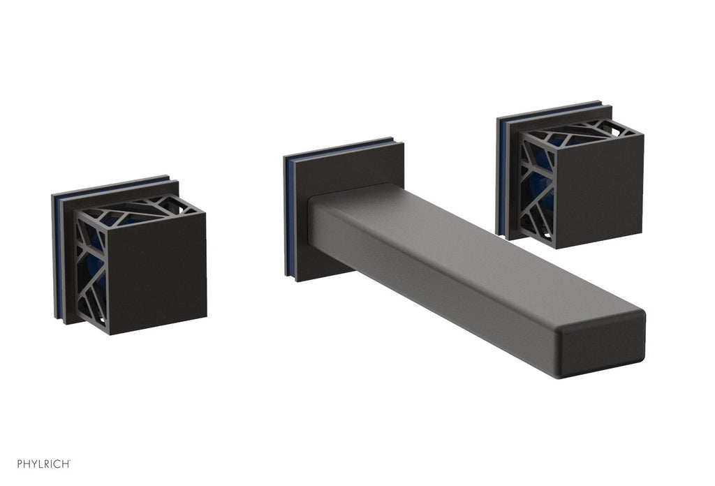 1-1/8" - Oil Rubbed Bronze - JOLIE Wall Tub Set - Square Handles with "Navy Blue" Accents 222-57 by Phylrich - New York Hardware