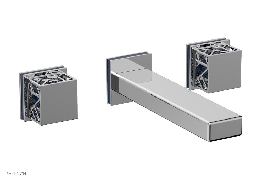 1-1/8" - Satin Brass - JOLIE Wall Tub Set - Square Handles with "Navy Blue" Accents 222-57 by Phylrich - New York Hardware