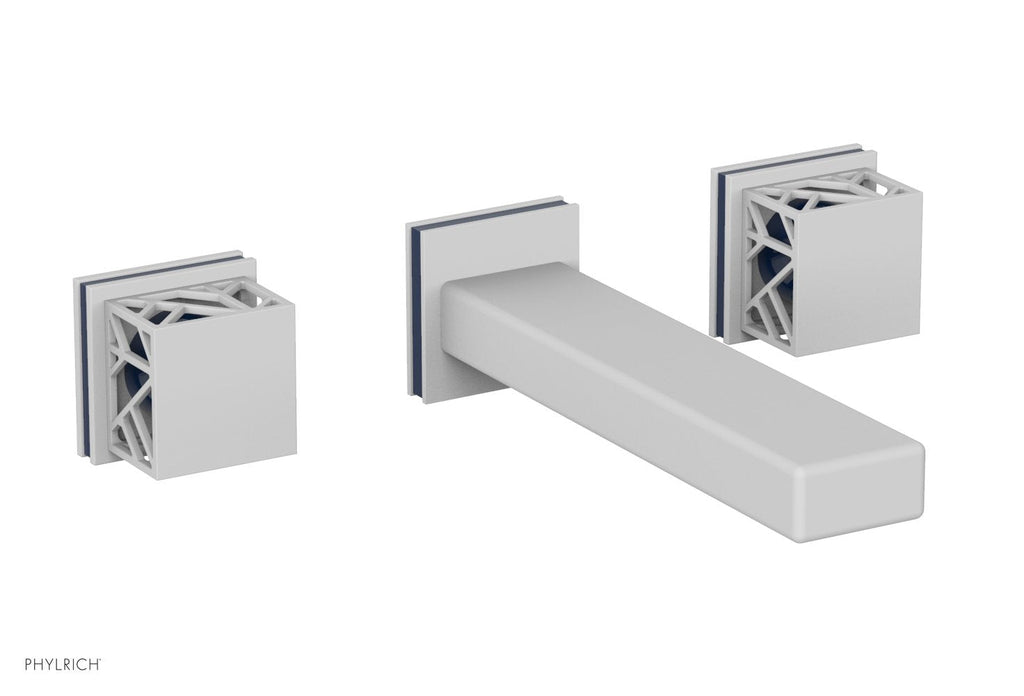 1-1/8" - Satin White - JOLIE Wall Tub Set - Square Handles with "Navy Blue" Accents 222-57 by Phylrich - New York Hardware