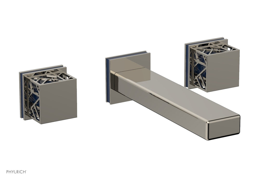 1-1/8" - Matte Black - JOLIE Wall Tub Set - Square Handles with "Navy Blue" Accents 222-57 by Phylrich - New York Hardware