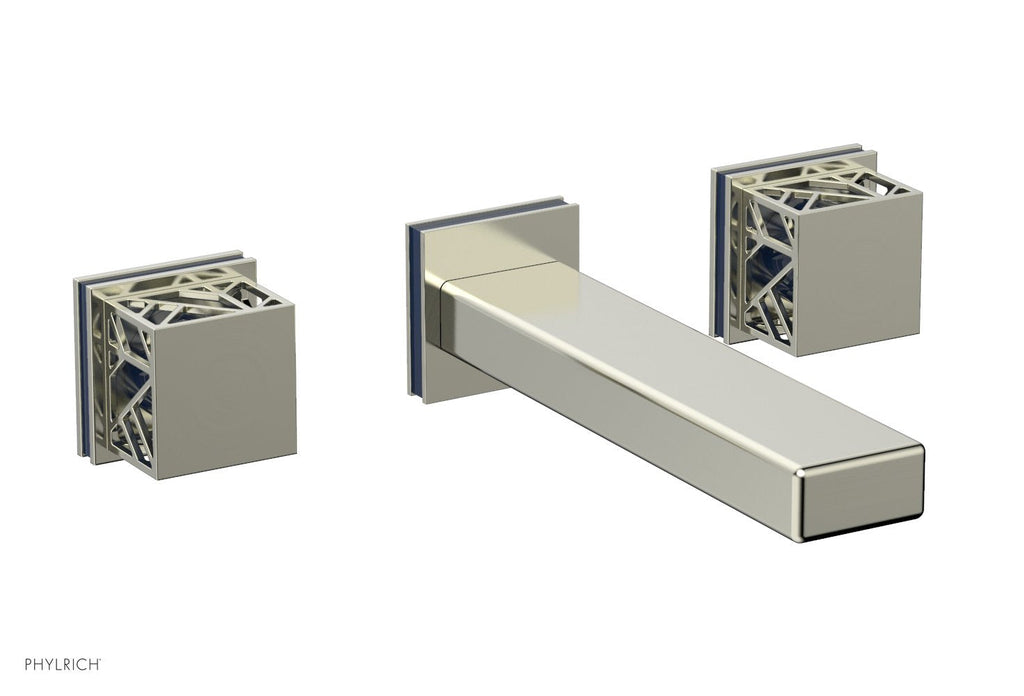 1-1/8" - Polished Brass - JOLIE Wall Tub Set - Square Handles with "Navy Blue" Accents 222-57 by Phylrich - New York Hardware