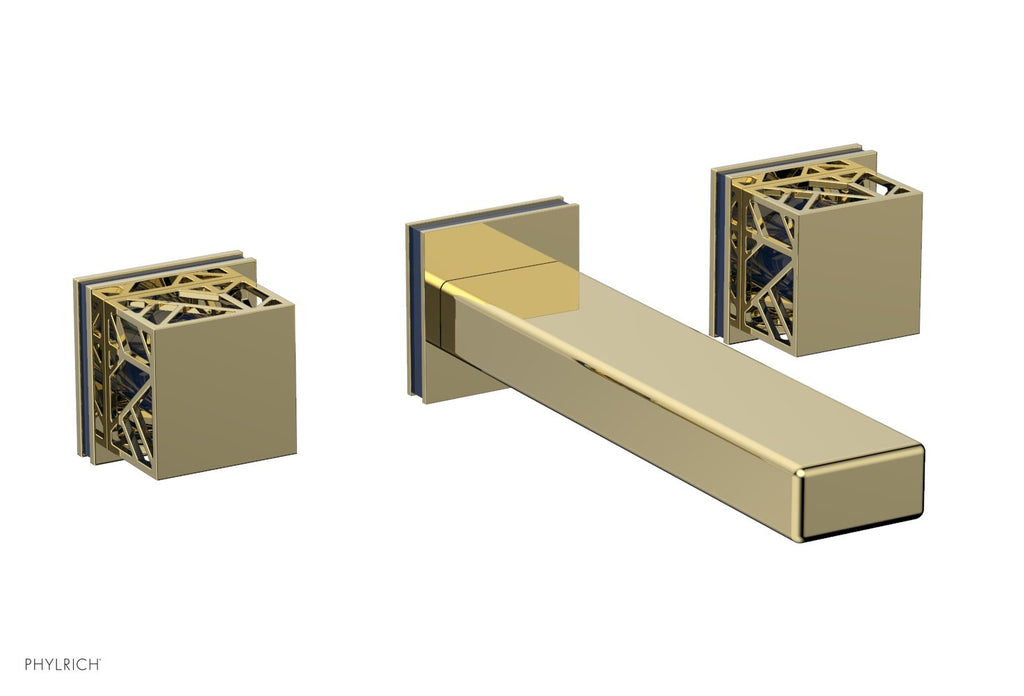 1-1/8" - French Brass - JOLIE Wall Tub Set - Square Handles with "Navy Blue" Accents 222-57 by Phylrich - New York Hardware
