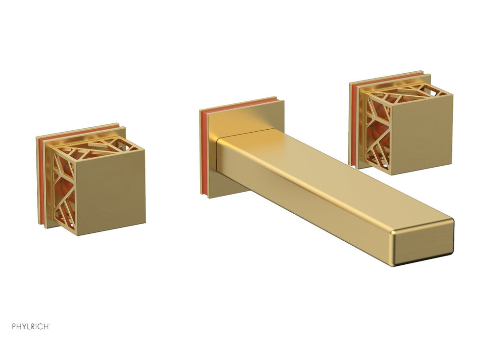 1-1/8" - Burnished Gold - JOLIE Wall Tub Set - Square Handles with "Orange" Accents 222-57 by Phylrich - New York Hardware