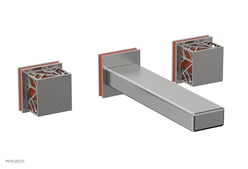 1-1/8" - Satin Chrome - JOLIE Wall Tub Set - Square Handles with "Orange" Accents 222-57 by Phylrich - New York Hardware