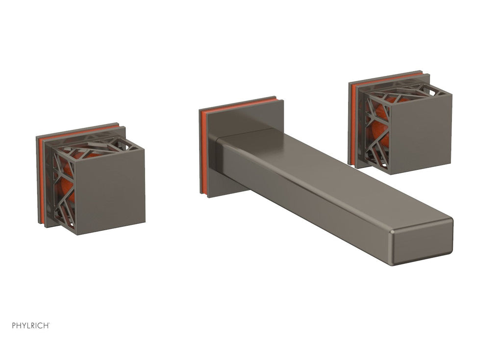 1-1/8" - Pewter - JOLIE Wall Tub Set - Square Handles with "Orange" Accents 222-57 by Phylrich - New York Hardware