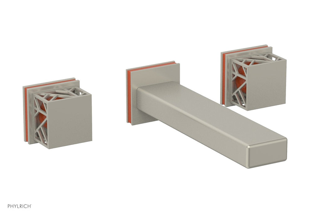 1-1/8" - Burnished Nickel - JOLIE Wall Tub Set - Square Handles with "Orange" Accents 222-57 by Phylrich - New York Hardware