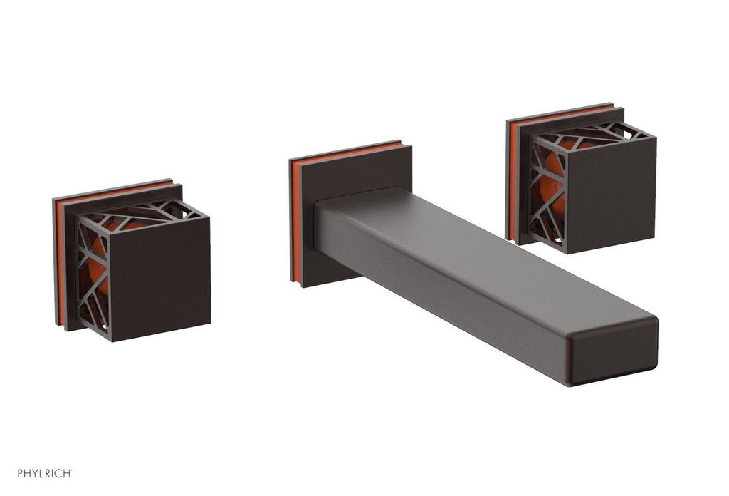 1-1/8" - Weathered Copper - JOLIE Wall Tub Set - Square Handles with "Orange" Accents 222-57 by Phylrich - New York Hardware
