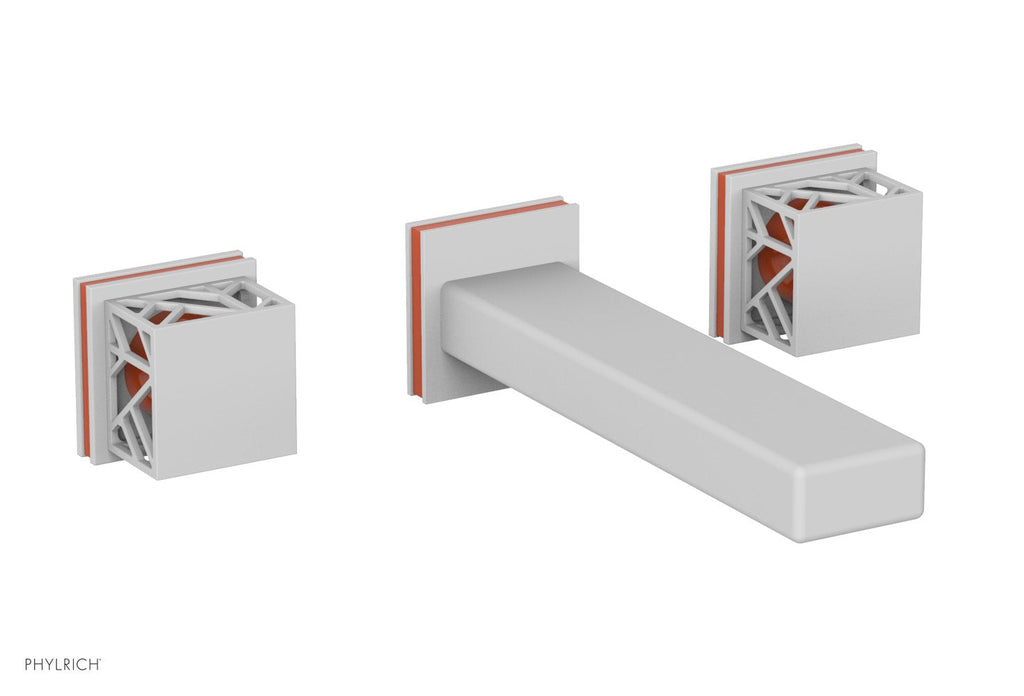 1-1/8" - Satin White - JOLIE Wall Tub Set - Square Handles with "Orange" Accents 222-57 by Phylrich - New York Hardware