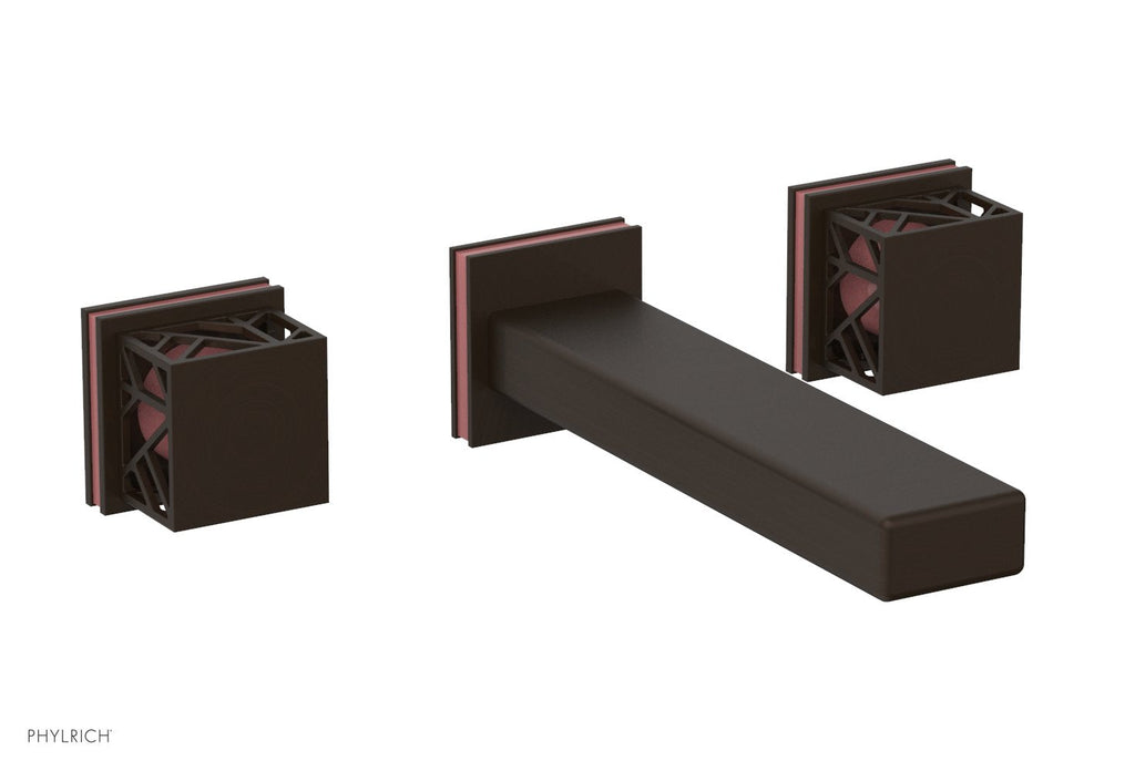 1-1/8" - Antique Bronze - JOLIE Wall Tub Set - Square Handles with "Pink" Accents 222-57 by Phylrich - New York Hardware