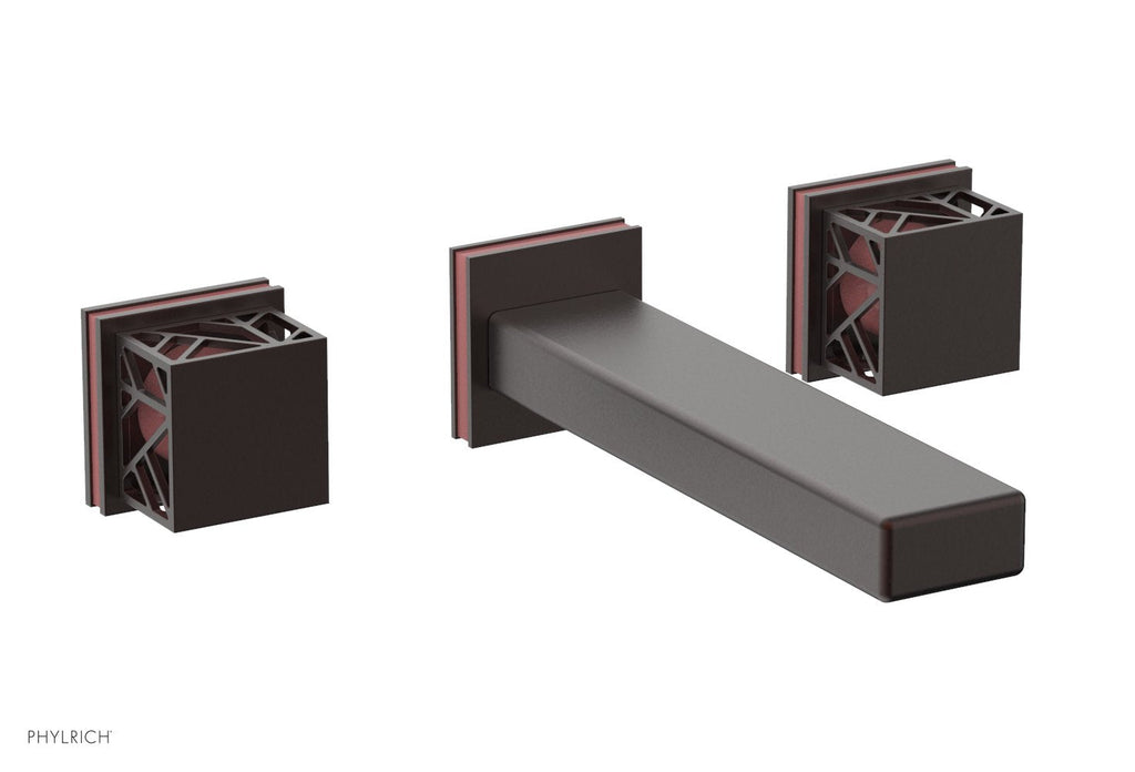1-1/8" - Weathered Copper - JOLIE Wall Tub Set - Square Handles with "Pink" Accents 222-57 by Phylrich - New York Hardware