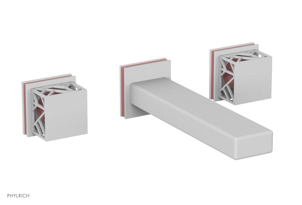 1-1/8" - Satin White - JOLIE Wall Tub Set - Square Handles with "Pink" Accents 222-57 by Phylrich - New York Hardware