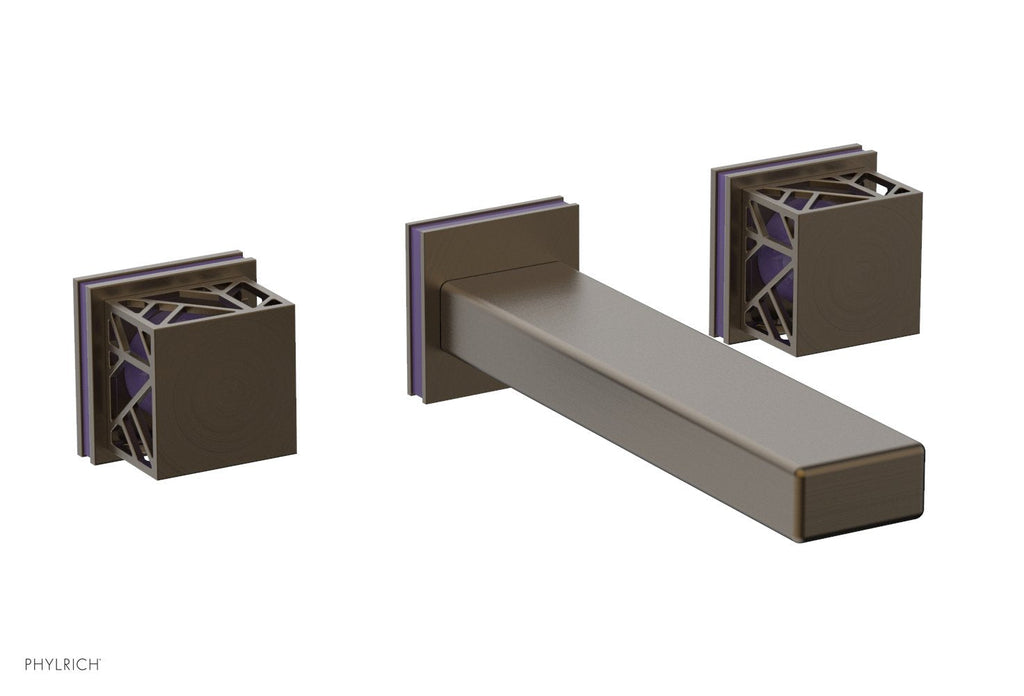 1-1/8" - Old English Brass - JOLIE Wall Tub Set - Square Handles with "Purple" Accents 222-57 by Phylrich - New York Hardware