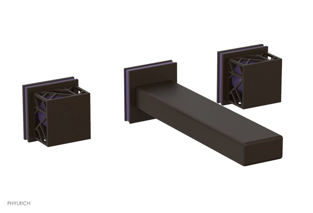 1-1/8" - Antique Bronze - JOLIE Wall Tub Set - Square Handles with "Purple" Accents 222-57 by Phylrich - New York Hardware