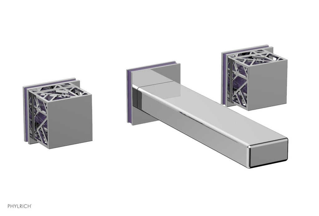 1-1/8" - Polished Chrome - JOLIE Wall Lavatory Set - Square Handles with "Purple" Accents 222-12 by Phylrich - New York Hardware