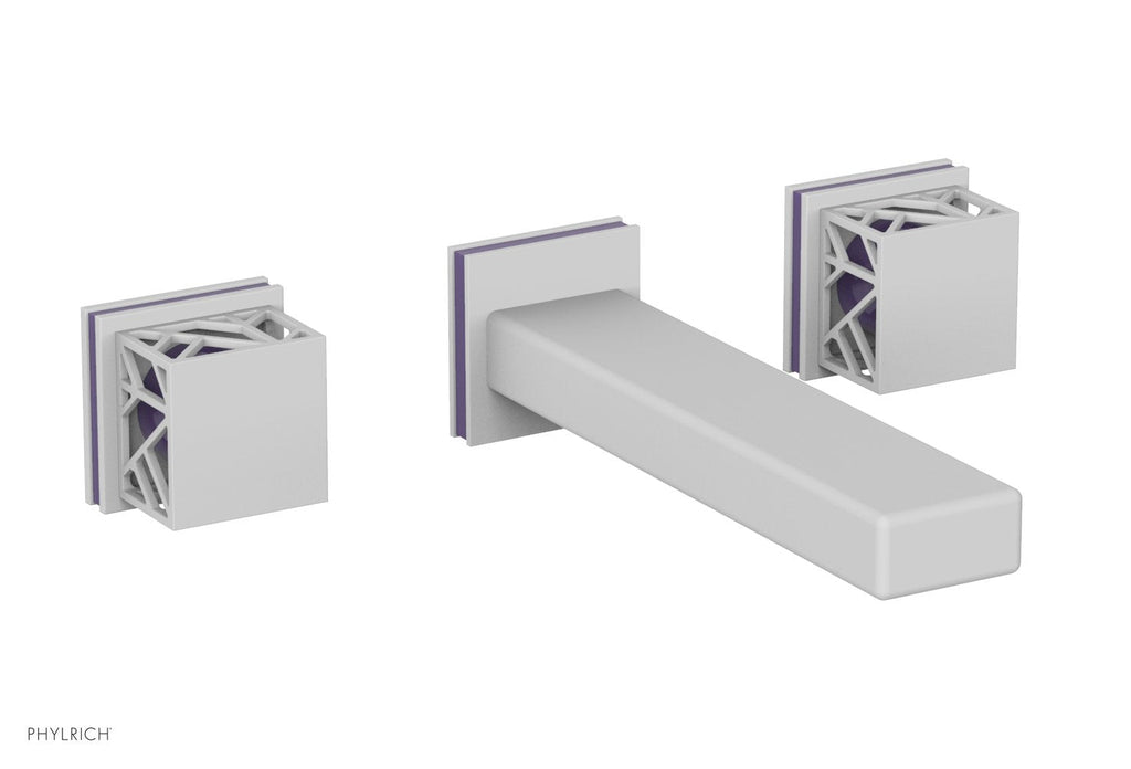 1-1/8" - Satin White - JOLIE Wall Tub Set - Square Handles with "Purple" Accents 222-57 by Phylrich - New York Hardware