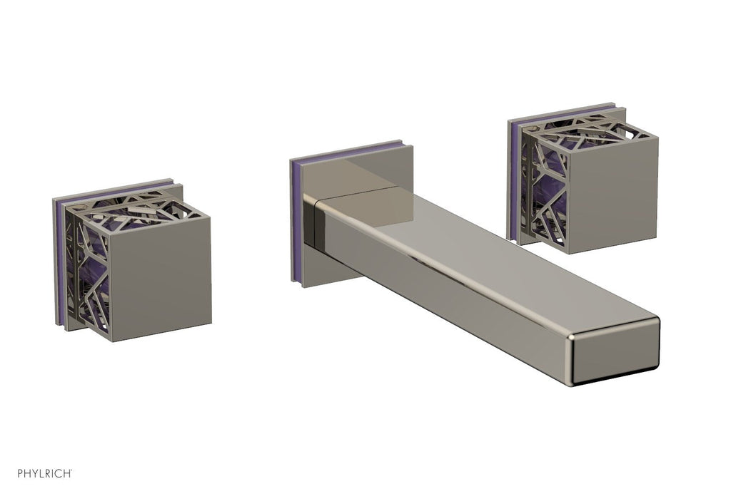 1-1/8" - Matte Black - JOLIE Wall Tub Set - Square Handles with "Purple" Accents 222-57 by Phylrich - New York Hardware