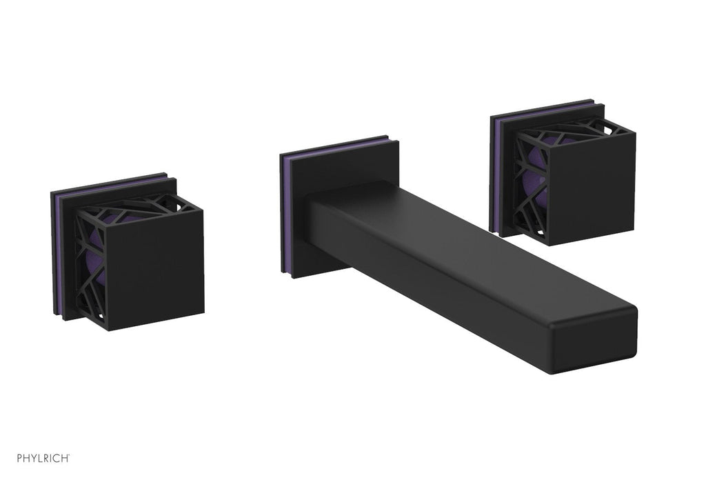1-1/8" - Satin Nickel - JOLIE Wall Tub Set - Square Handles with "Purple" Accents 222-57 by Phylrich - New York Hardware