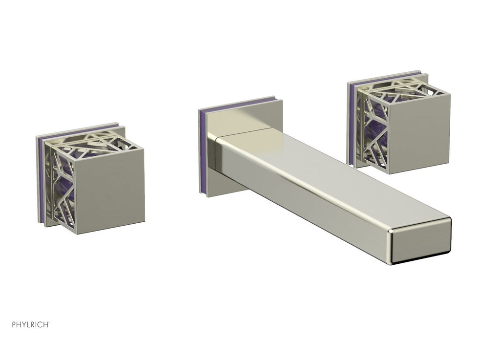1-1/8" - Polished Brass - JOLIE Wall Tub Set - Square Handles with "Purple" Accents 222-57 by Phylrich - New York Hardware