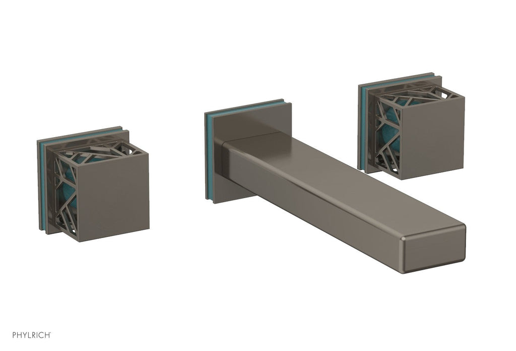 1-1/8" - Pewter - JOLIE Wall Tub Set - Square Handles with "Turquoise" Accents 222-57 by Phylrich - New York Hardware