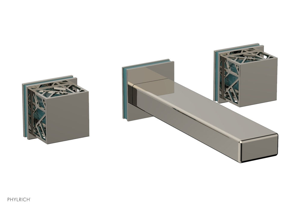 1-1/8" - Polished Nickel - JOLIE Wall Tub Set - Square Handles with "Turquoise" Accents 222-57 by Phylrich - New York Hardware