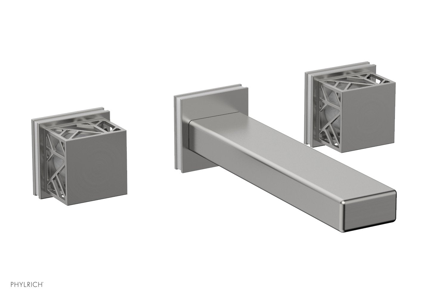 1-1/8" - Satin Chrome - JOLIE Wall Tub Set - Square Handles with "White" Accents 222-57 by Phylrich - New York Hardware