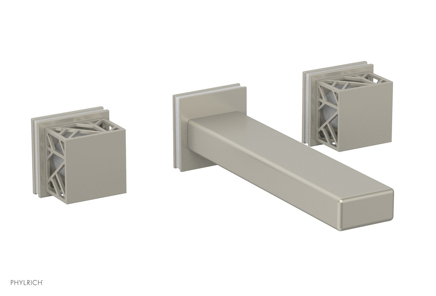 1-1/8" - Burnished Nickel - JOLIE Wall Lavatory Set - Square Handles with "White" Accents 222-12 by Phylrich - New York Hardware