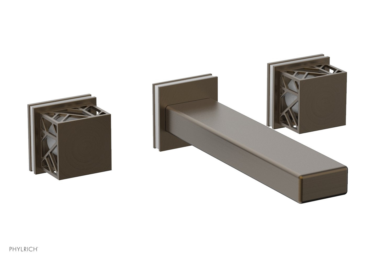 1-1/8" - Old English Brass - JOLIE Wall Tub Set - Square Handles with "White" Accents 222-57 by Phylrich - New York Hardware