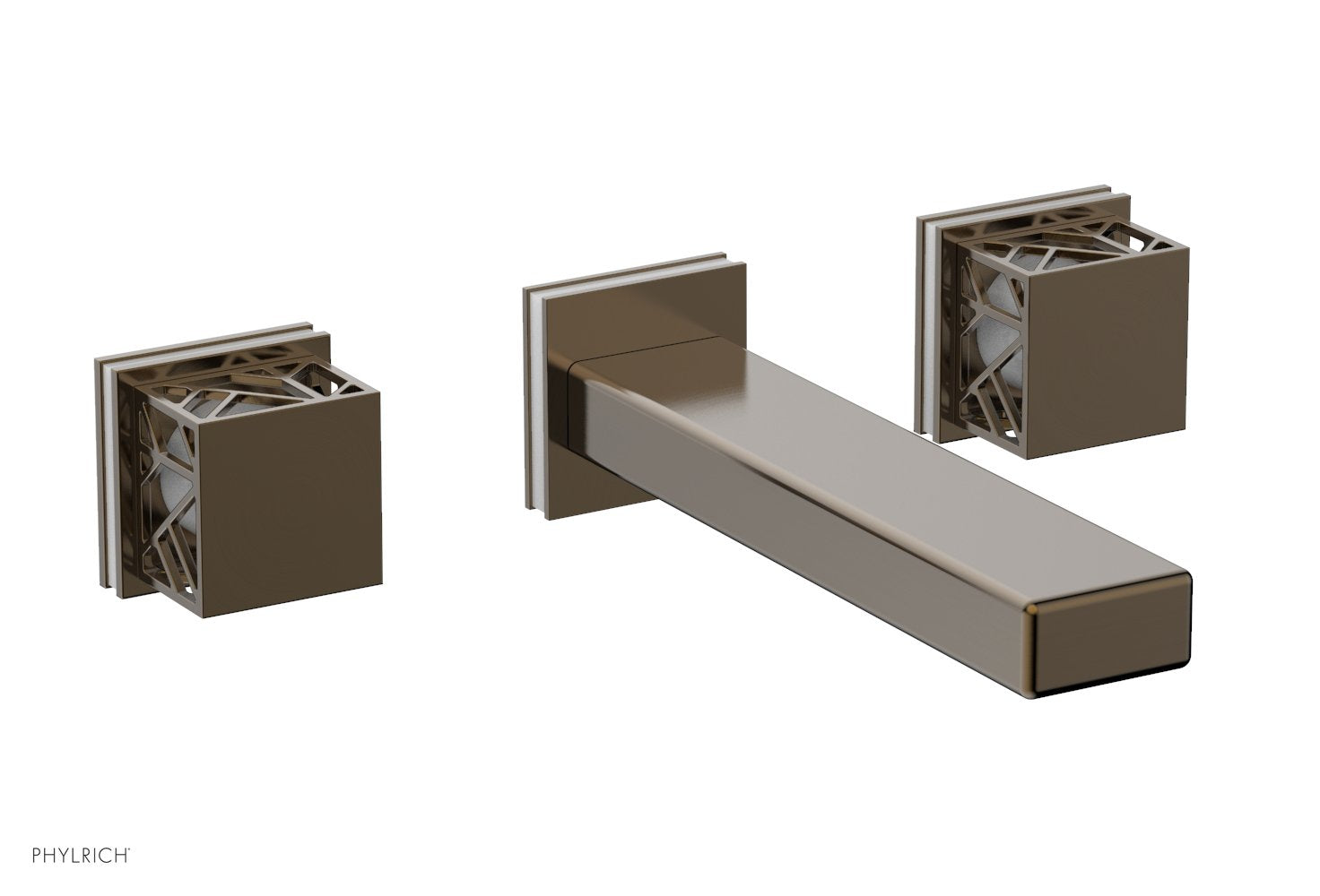 1-1/8" - Antique Brass - JOLIE Wall Tub Set - Square Handles with "White" Accents 222-57 by Phylrich - New York Hardware
