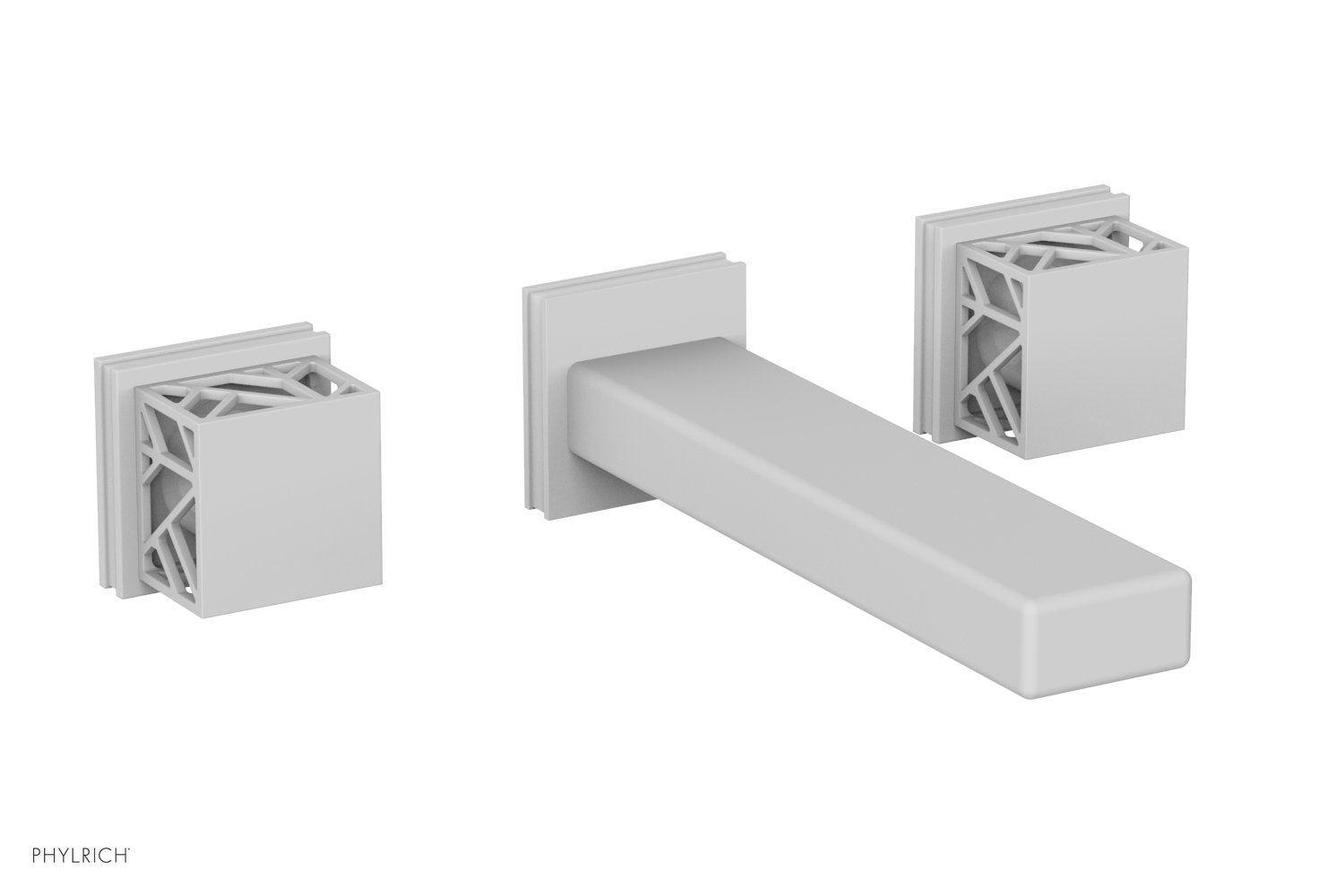 1-1/8" - Satin White - JOLIE Wall Lavatory Set - Square Handles with "White" Accents 222-12 by Phylrich - New York Hardware
