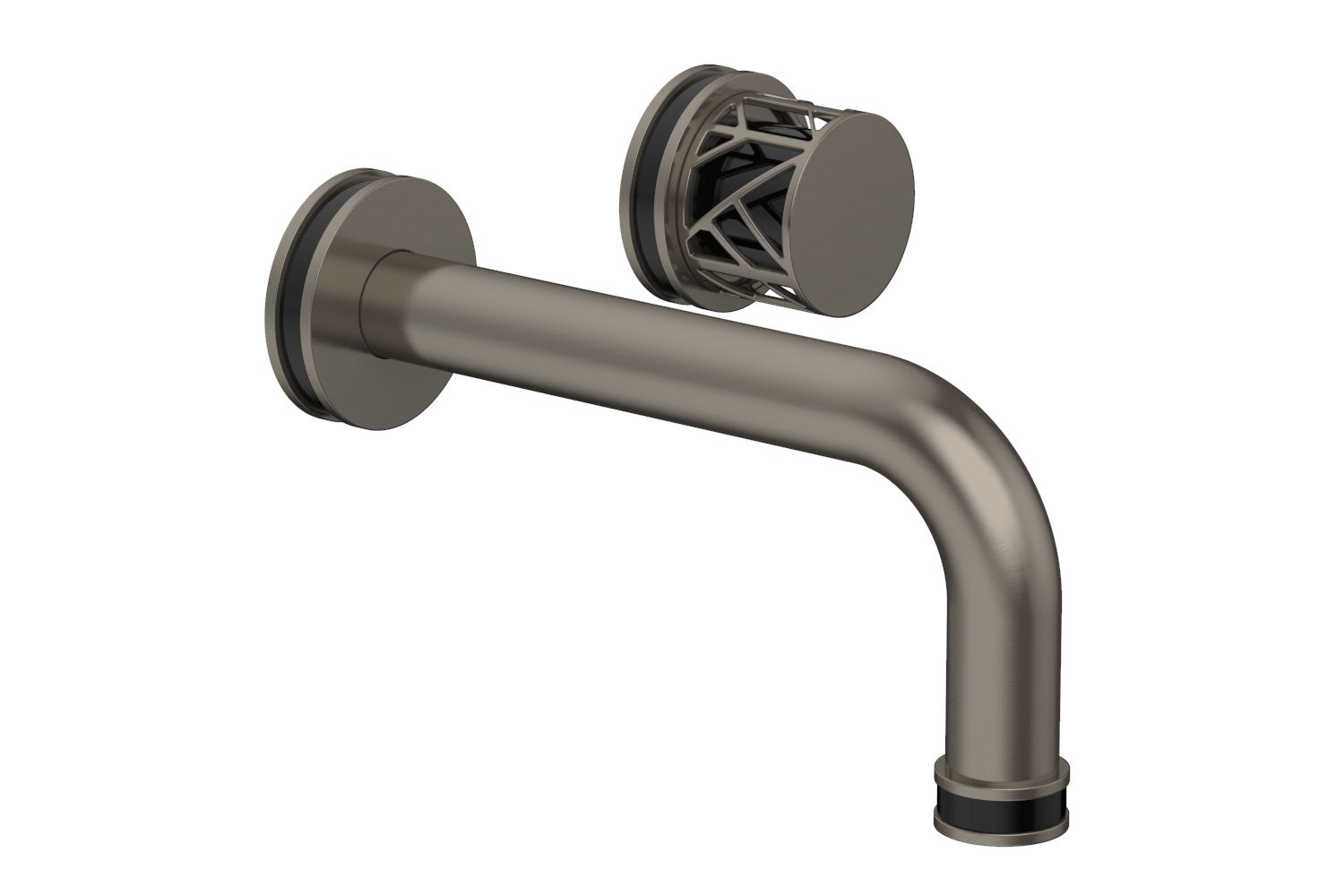 1-1/8" - Pewter - JOLIE Single Handle Wall Lavatory Set - Round Handle "Black" Accents 222-15 by Phylrich - New York Hardware