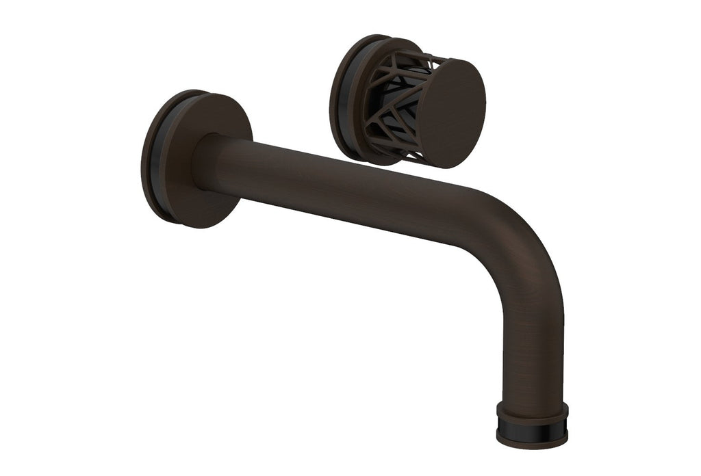 1-1/8" - Antique Bronze - JOLIE Single Handle Wall Lavatory Set - Round Handle "Black" Accents 222-15 by Phylrich - New York Hardware