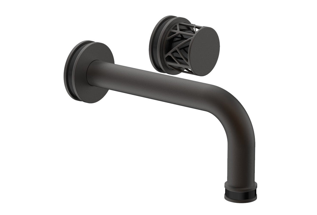 1-1/8" - Oil Rubbed Bronze - JOLIE Single Handle Wall Lavatory Set - Round Handle "Black" Accents 222-15 by Phylrich - New York Hardware