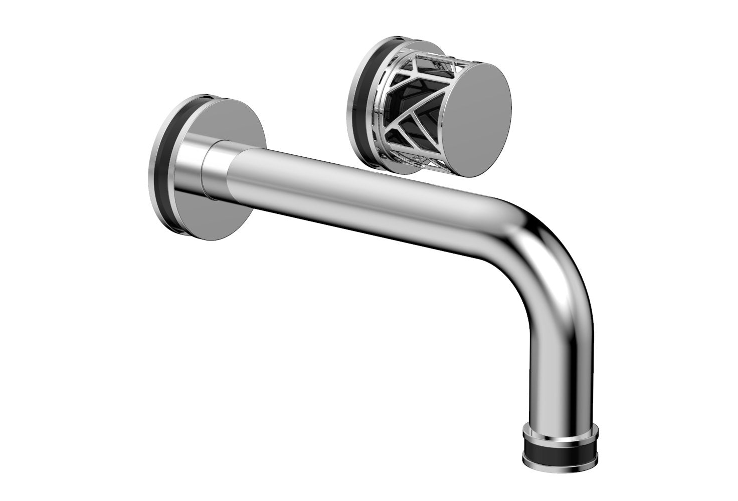 1-1/8" - Satin Brass - JOLIE Single Handle Wall Lavatory Set - Round Handle "Black" Accents 222-15 by Phylrich - New York Hardware