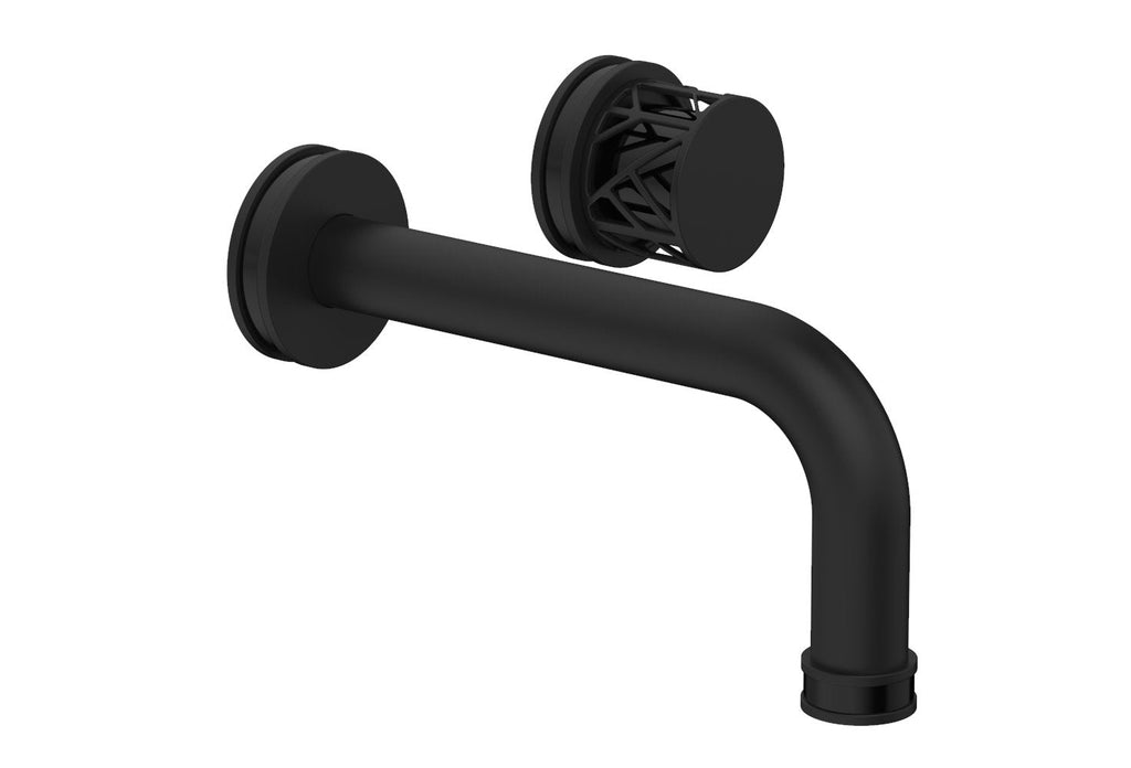 1-1/8" - Satin Nickel - JOLIE Single Handle Wall Lavatory Set - Round Handle "Black" Accents 222-15 by Phylrich - New York Hardware