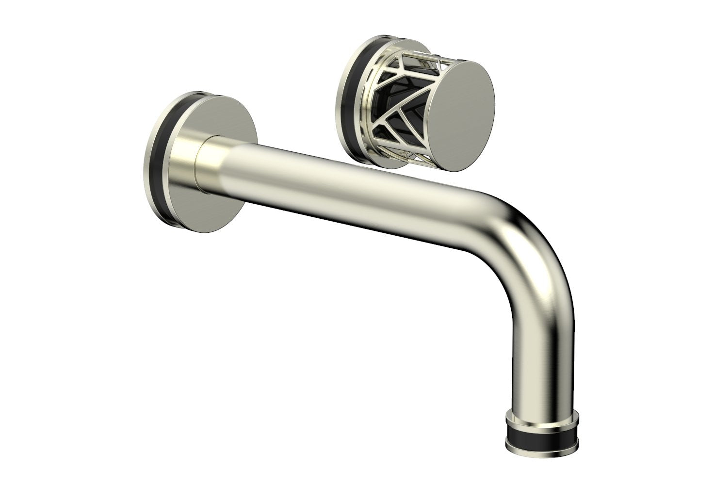 1-1/8" - Polished Brass - JOLIE Single Handle Wall Lavatory Set - Round Handle "Black" Accents 222-15 by Phylrich - New York Hardware