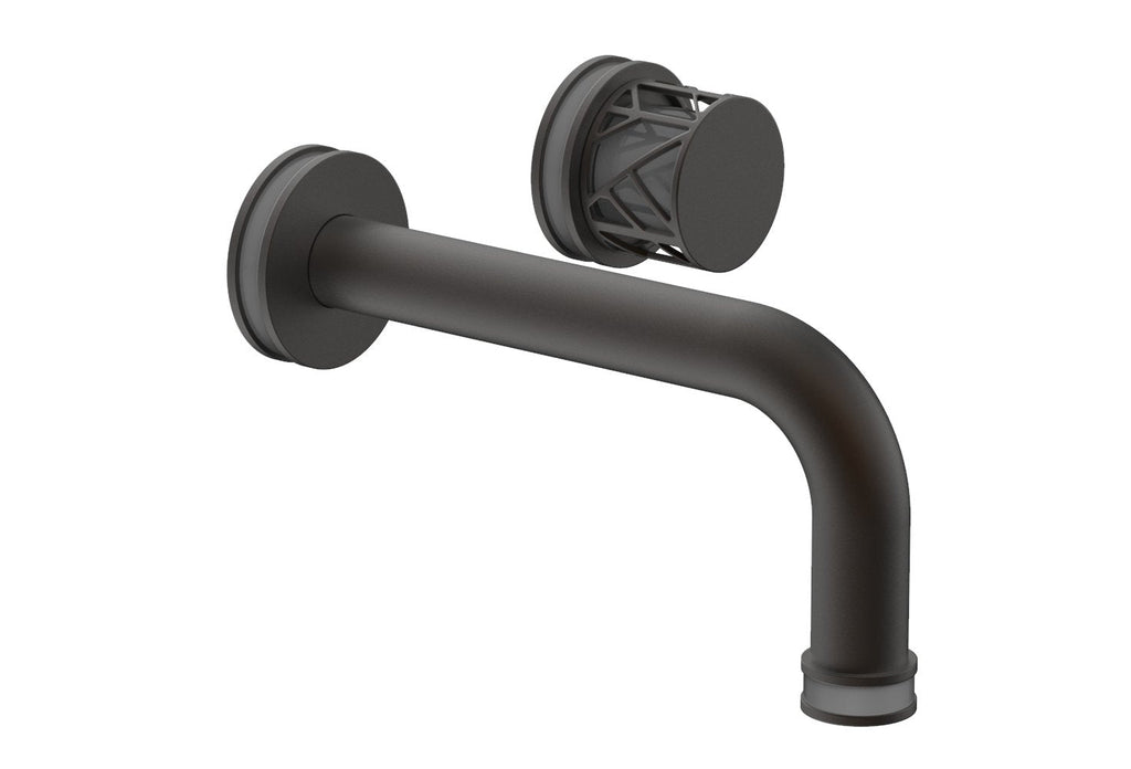 1-1/8" - Oil Rubbed Bronze - JOLIE Single Handle Wall Lavatory Set - Round Handle "Grey" Accents 222-15 by Phylrich - New York Hardware